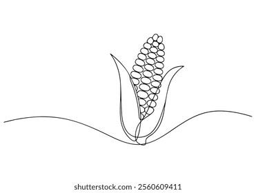 Continuous One-Line Drawing of a Maize Ear - Minimalist Agricultural Art