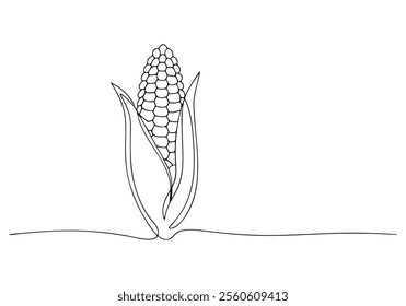 Continuous One-Line Drawing of a Maize Ear - Minimalist Agricultural Art