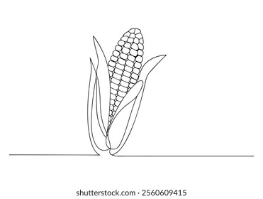 Continuous One-Line Drawing of a Maize Ear - Minimalist Agricultural Art