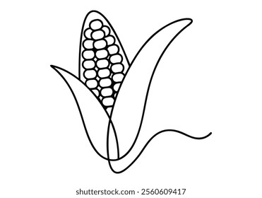 Continuous One-Line Drawing of a Maize Ear - Minimalist Agricultural Art