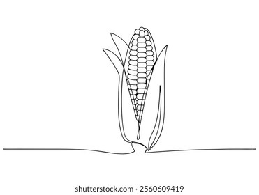 Continuous One-Line Drawing of a Maize Ear - Minimalist Agricultural Art