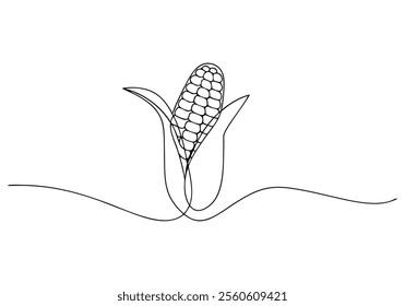 Continuous One-Line Drawing of a Maize Ear - Minimalist Agricultural Art