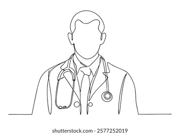 Continuous One-Line Drawing of a Male Doctor - Minimalist Medical Art