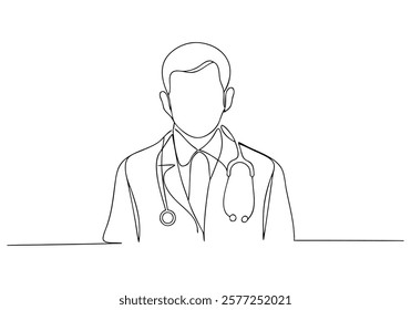 Continuous One-Line Drawing of a Male Doctor - Minimalist Medical Art