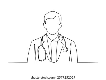 Continuous One-Line Drawing of a Male Doctor - Minimalist Medical Art