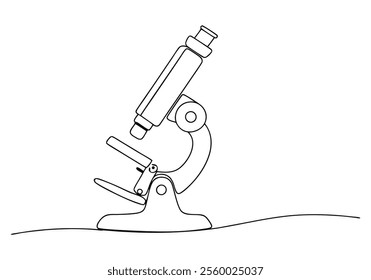 Continuous One-Line Drawing of a Microscope - Minimalist Science Art