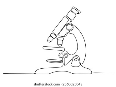 Continuous One-Line Drawing of a Microscope - Minimalist Science Art