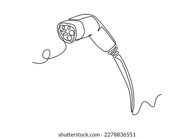 Dibujo continuo de una línea de los cargadores de autos eléctricos modernos. Concepto de coche eléctrico dibujo de línea única diseño ilustración vectorial