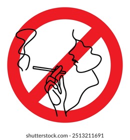 Continuous one-line drawing no smoking sign. vector illustration