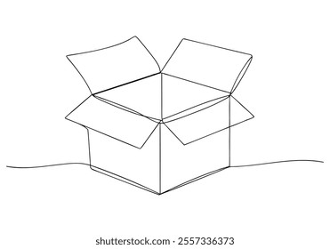 
Continuous One-Line Drawing of an Open Box - Minimalist Geometric Art
