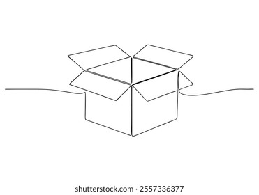 
Continuous One-Line Drawing of an Open Box - Minimalist Geometric Art
