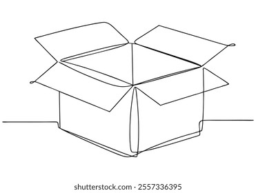 
Continuous One-Line Drawing of an Open Box - Minimalist Geometric Art
