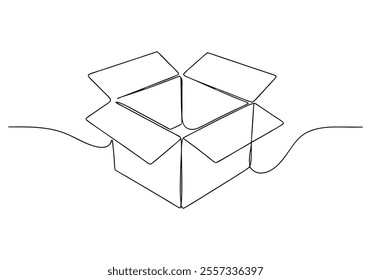
Continuous One-Line Drawing of an Open Box - Minimalist Geometric Art
