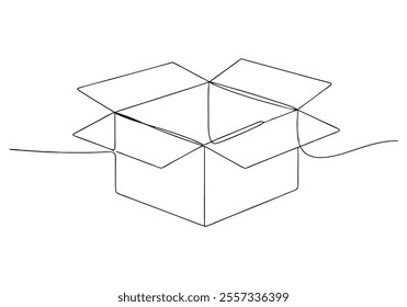 
Continuous One-Line Drawing of an Open Box - Minimalist Geometric Art
