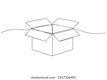 
Continuous One-Line Drawing of an Open Box - Minimalist Geometric Art
