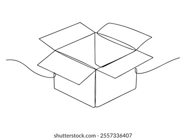 
Continuous One-Line Drawing of an Open Box - Minimalist Geometric Art
