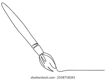 Continuous One-Line Drawing of a Paintbrush - Minimalist Art Tool Design