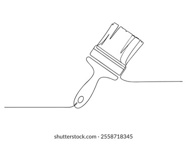 Continuous One-Line Drawing of a Paintbrush - Minimalist Art Tool Design