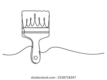 Continuous One-Line Drawing of a Paintbrush - Minimalist Art Tool Design