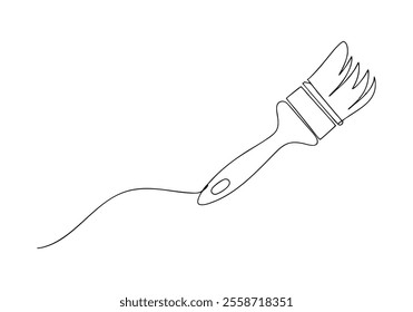 Continuous One-Line Drawing of a Paintbrush - Minimalist Art Tool Design