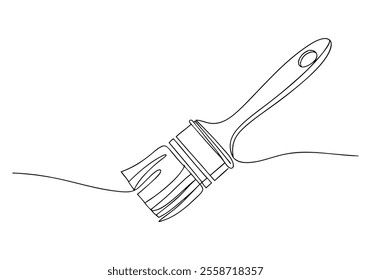 Continuous One-Line Drawing of a Paintbrush - Minimalist Art Tool Design