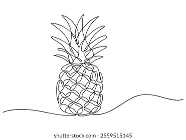 Continuous One-Line Drawing of a Pineapple - Minimalist Tropical Fruit Art