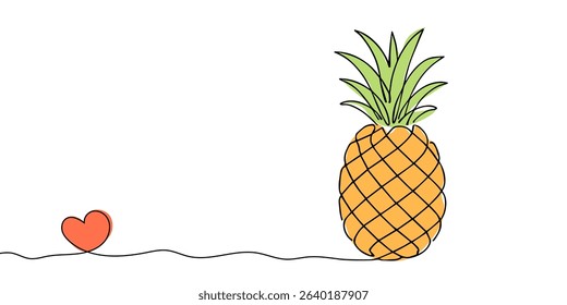 Continuous One-Line Drawing of a Pineapple - Minimalist Tropical Fruit Art