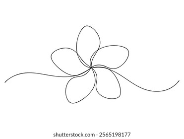 Continuous One-Line Drawing of a Plumeria Flower - Minimalist Tropical Art