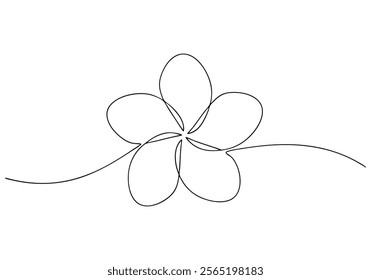 Continuous One-Line Drawing of a Plumeria Flower - Minimalist Tropical Art