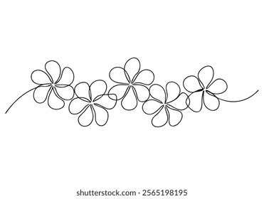 Continuous One-Line Drawing of a Plumeria Flower - Minimalist Tropical Art