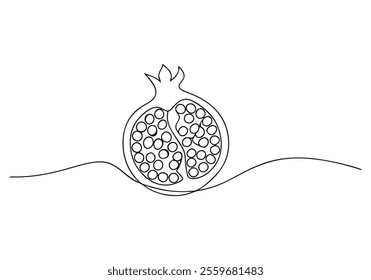 Continuous One-Line Drawing of a Pomegranate - Minimalist Fruit Art