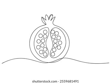 Continuous One-Line Drawing of a Pomegranate - Minimalist Fruit Art