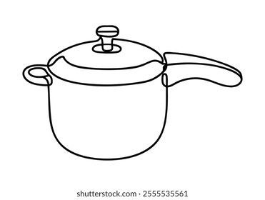 Continuous One-Line Drawing of a Pressure Cooker - Minimalist Kitchenware Art