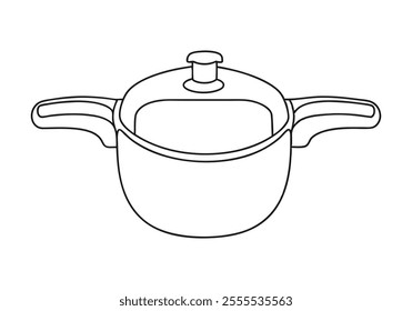 Continuous One-Line Drawing of a Pressure Cooker - Minimalist Kitchenware Art