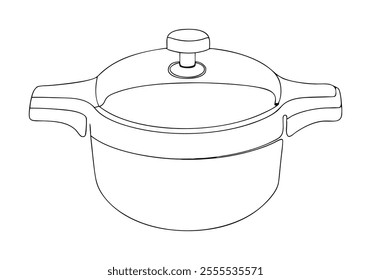 Continuous One-Line Drawing of a Pressure Cooker - Minimalist Kitchenware Art
