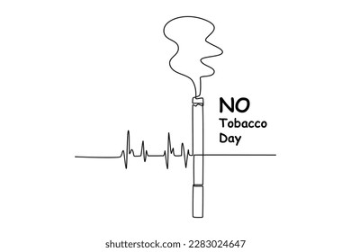 Kontinuierliches Zeichnen mit nur einer Linie Rauchen bleibt gesundheitsfördernd. Kein Tabak Day Konzept Einzelzeile zeichnet Design-Vektorgrafik