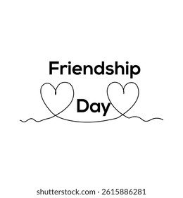 Continuous oneline drawing rear view of a friendly girl with love Friendship Day concept