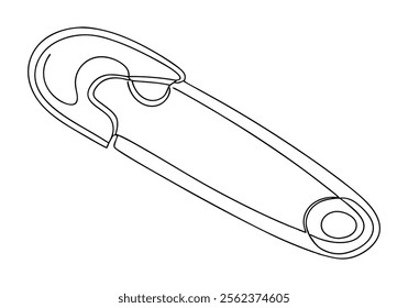 Continuous One-Line Drawing of a Safety Pin - Minimalist Utility Art