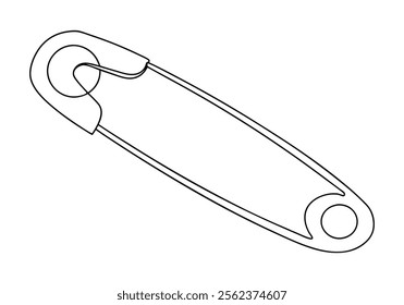 Continuous One-Line Drawing of a Safety Pin - Minimalist Utility Art
