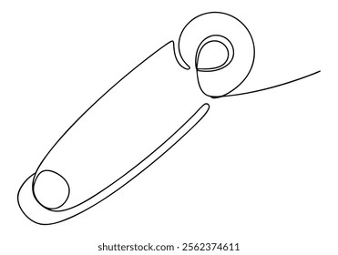 Continuous One-Line Drawing of a Safety Pin - Minimalist Utility Art