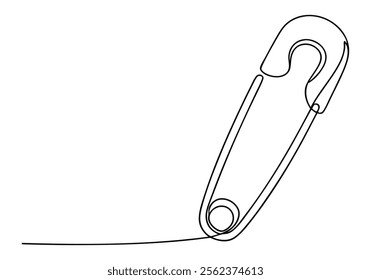 Continuous One-Line Drawing of a Safety Pin - Minimalist Utility Art
