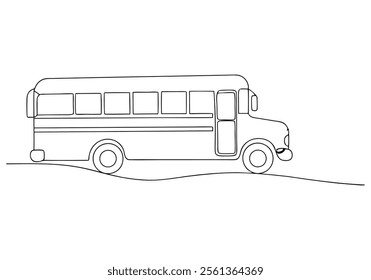 Continuous One-Line Drawing of a School Bus - Minimalist Vehicle Art