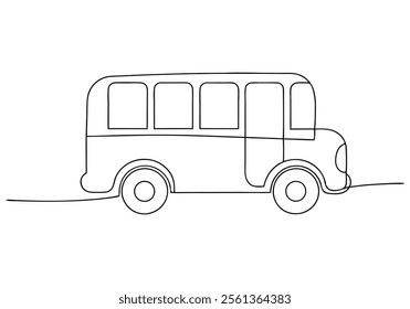 Continuous One-Line Drawing of a School Bus - Minimalist Vehicle Art
