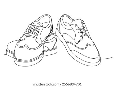 Continuous One-Line Drawing of Shoes - Minimalist Footwear Art