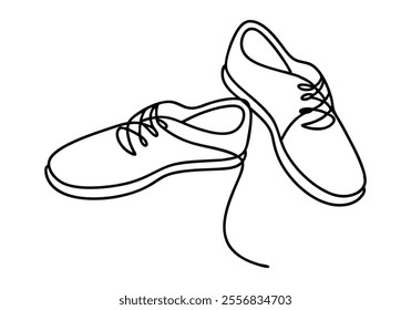 Continuous One-Line Drawing of Shoes - Minimalist Footwear Art