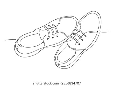 Continuous One-Line Drawing of Shoes - Minimalist Footwear Art