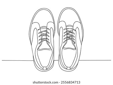 Continuous One-Line Drawing of Shoes - Minimalist Footwear Art