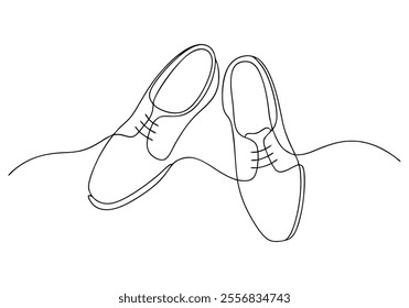 Continuous One-Line Drawing of Shoes - Minimalist Footwear Art