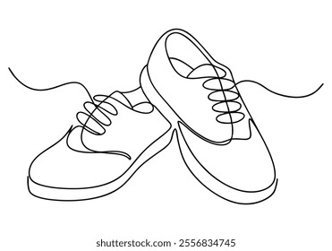 Continuous One-Line Drawing of Shoes - Minimalist Footwear Art