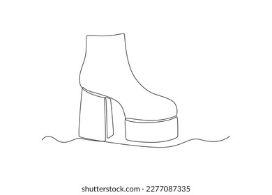 Continuous one-line drawing simple high heels 70s style. 70s style concept single line draws design graphic vector illustration